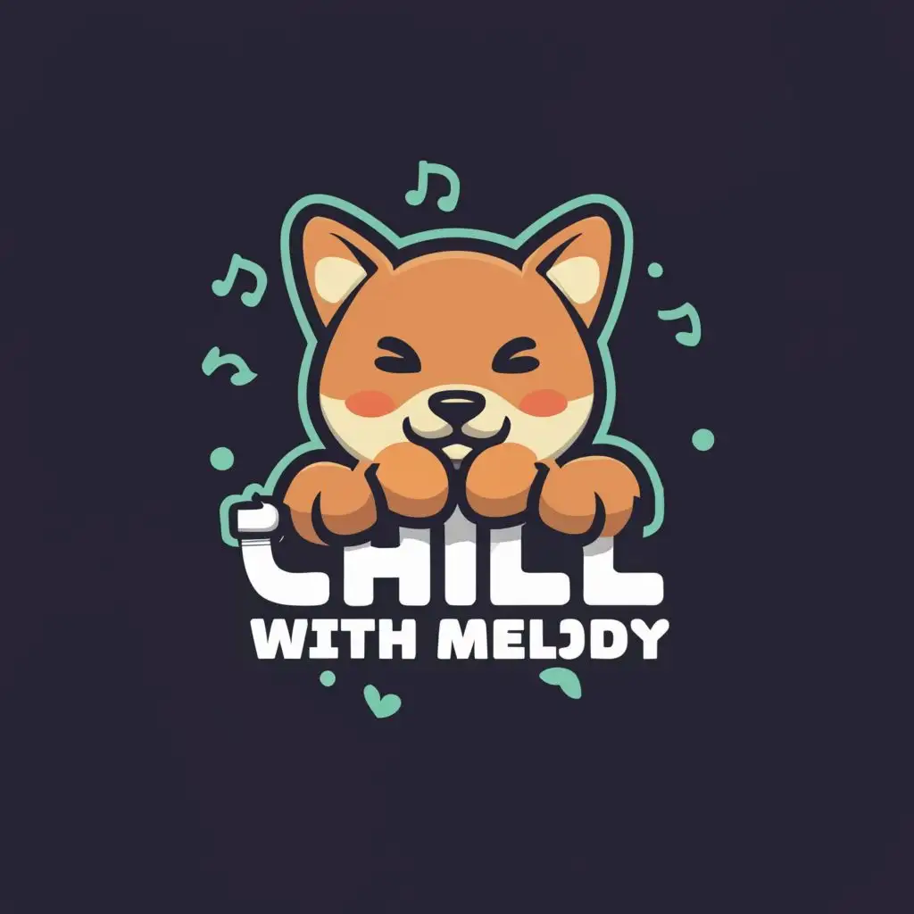 logo, Shiba dog, with the text "Chill with Melody", typography, be used in Entertainment industry
