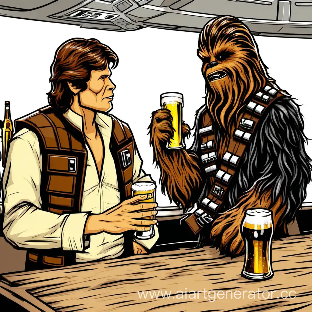 Wookie-Cheers-Chewbacca-and-Han-Solo-Enjoying-Beers-in-a-Galactic-Cantina