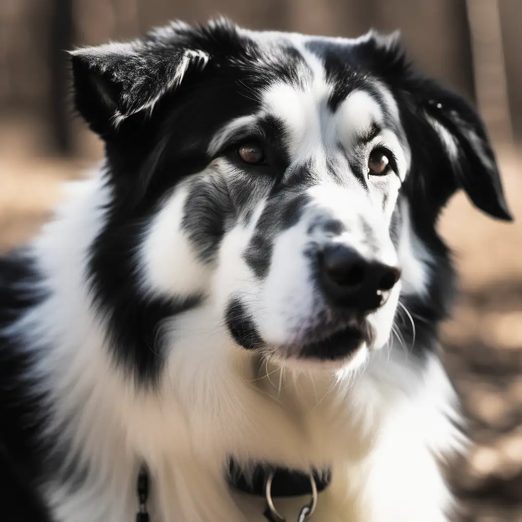 Elegant Black and White German Shepherd Great Pyrenees Mix Dog Portrait