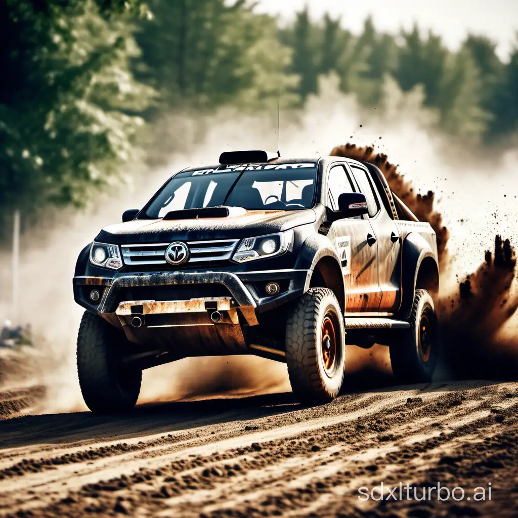 OffRoad-Pickup-Racing-on-Muddy-Rally-Track-in-Stunning-UltraQuality-Image