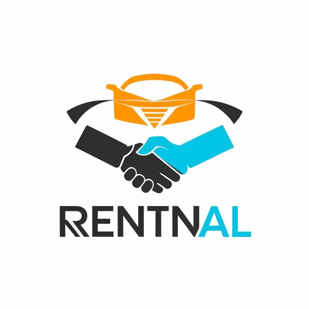 a logo design,with the text "RentIN Al", main symbol:A supercar ,below name shaking hands,Moderate,be used in Automotive industry,clear background