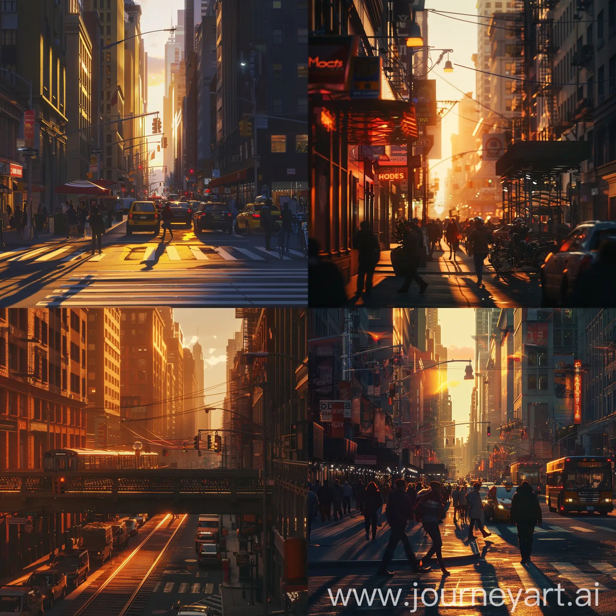 Vibrant-Cityscapes-at-Golden-Hour-with-Photorealistic-Details