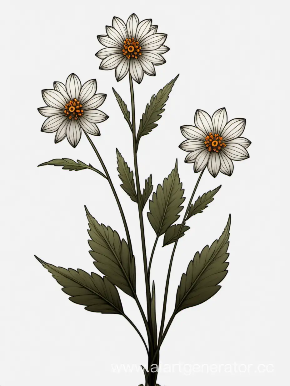 dar DARK BRWON BIG wildflower 3 plants lines art, simple, herb, Unique floral, botanical ,grow in cluster, 4K, high quality, white background,