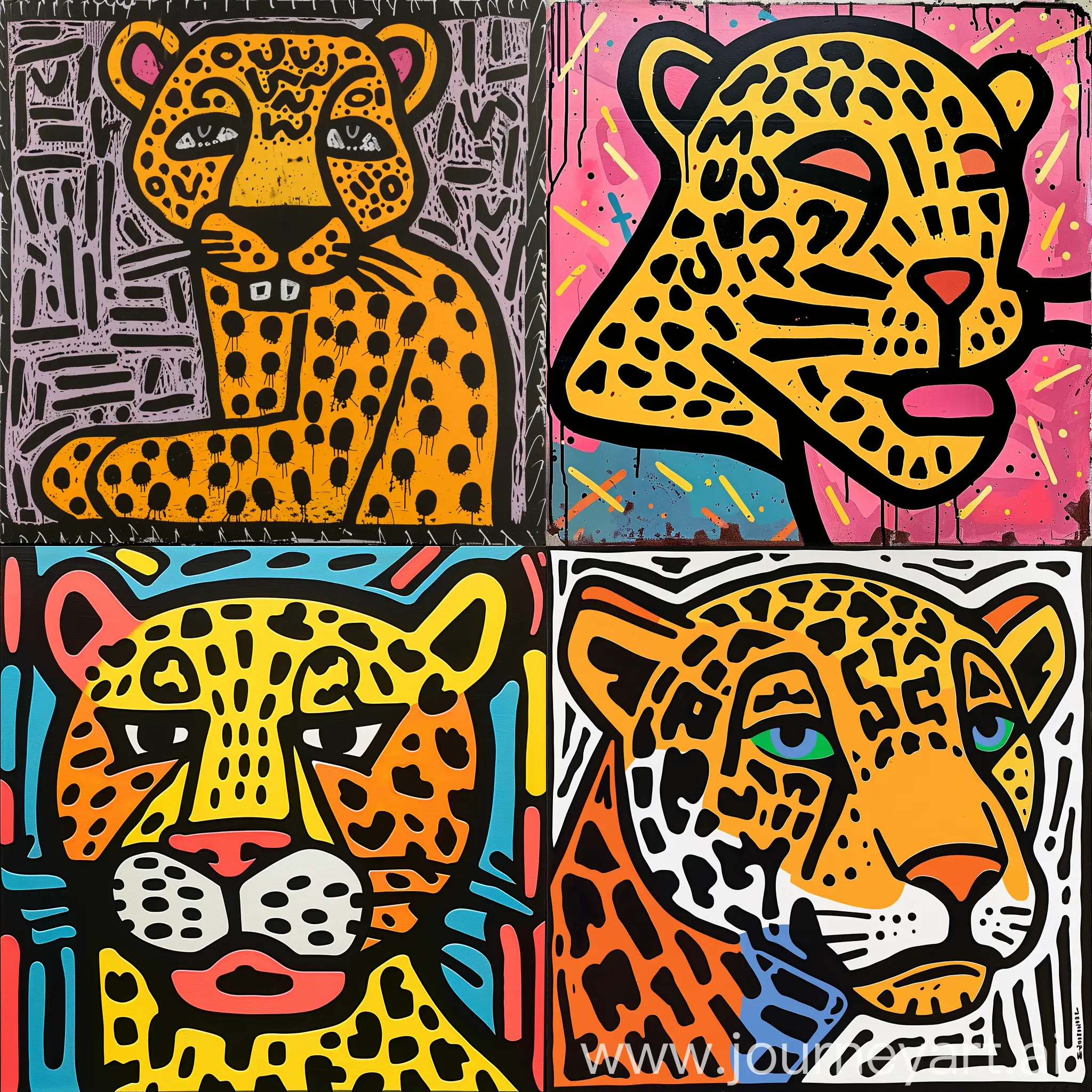 Keith haring art style of a jaguar man as profile picture 