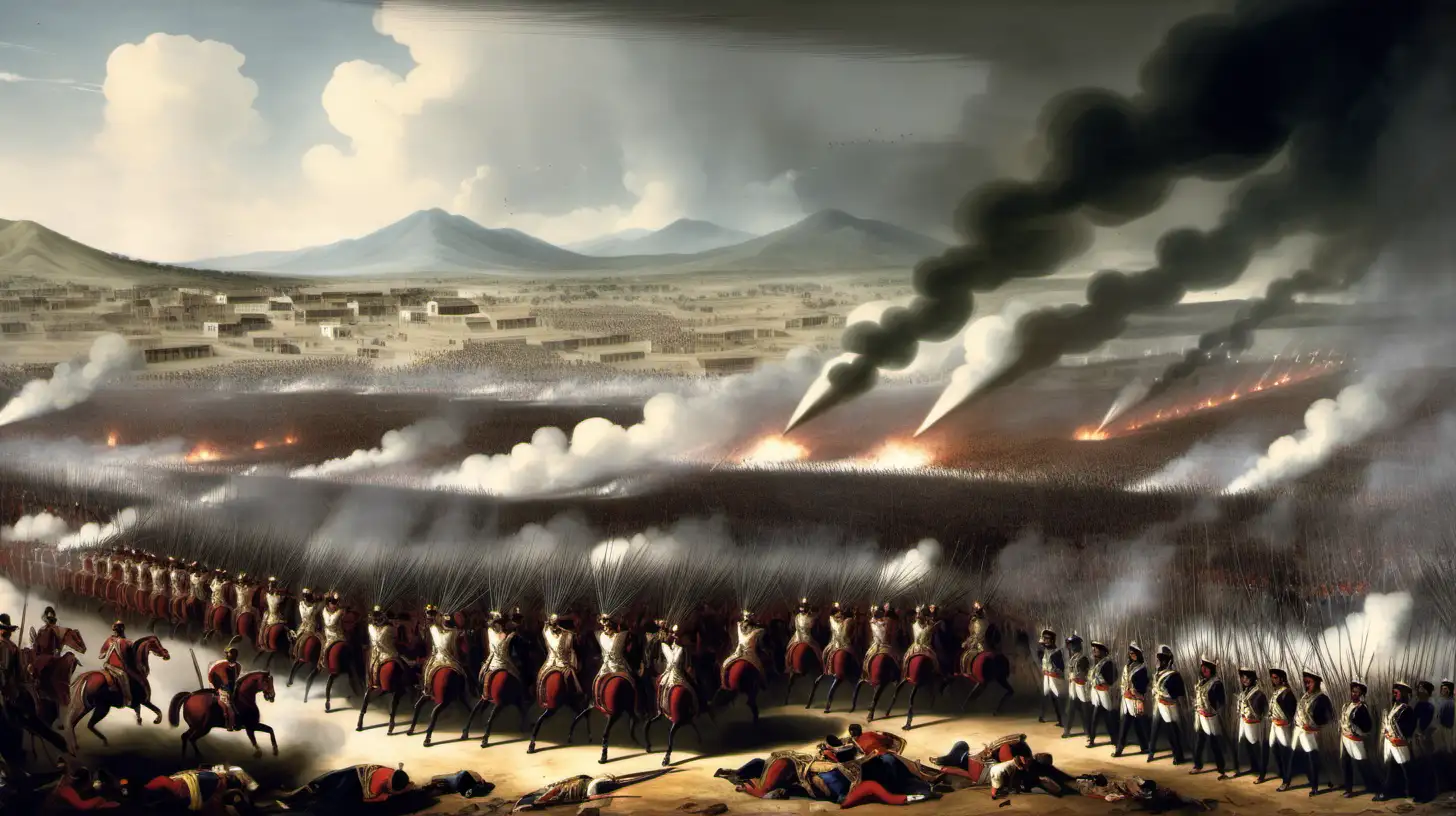 wide shot of the Battle of Ayacucho 
1822 