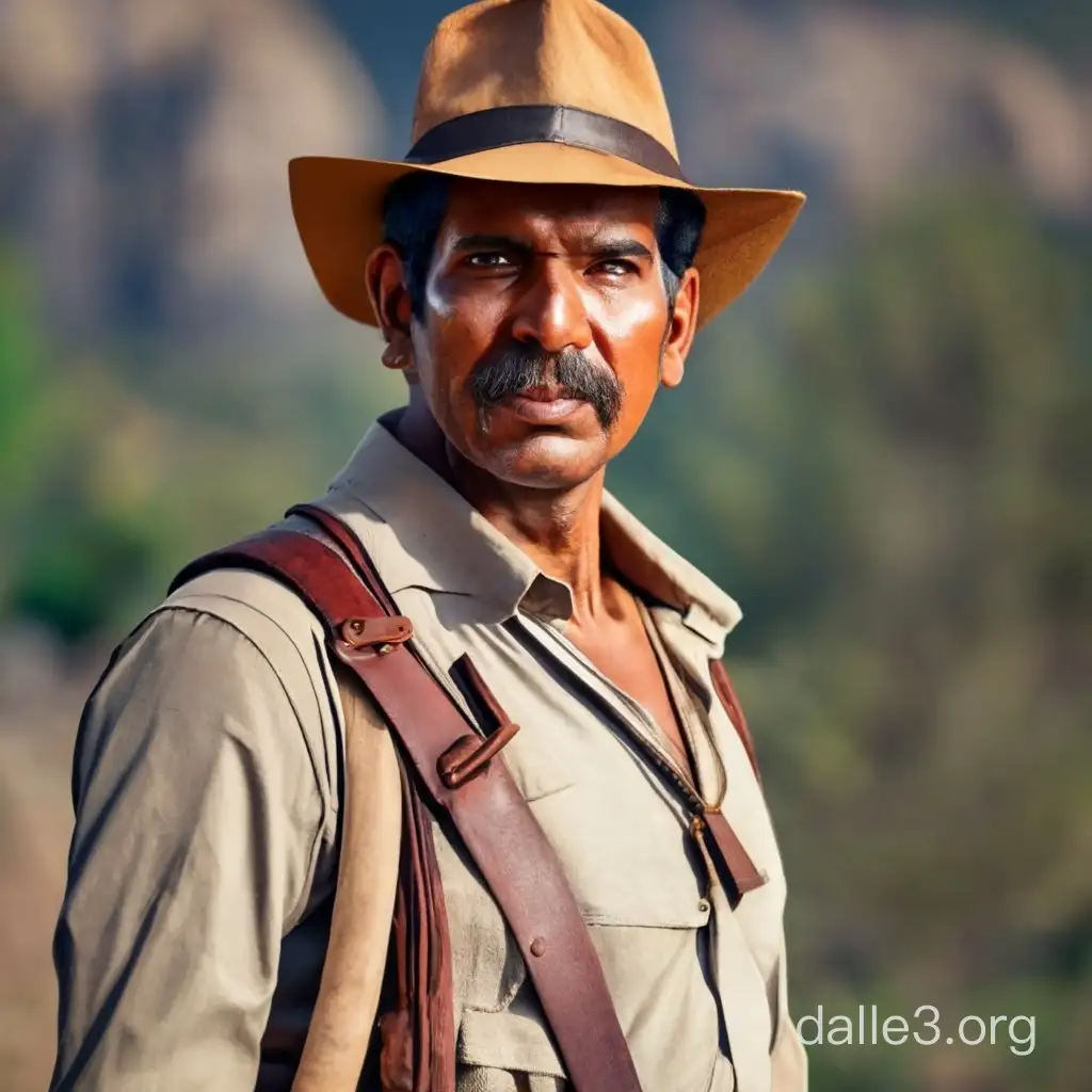 Indian man as Indiana jones