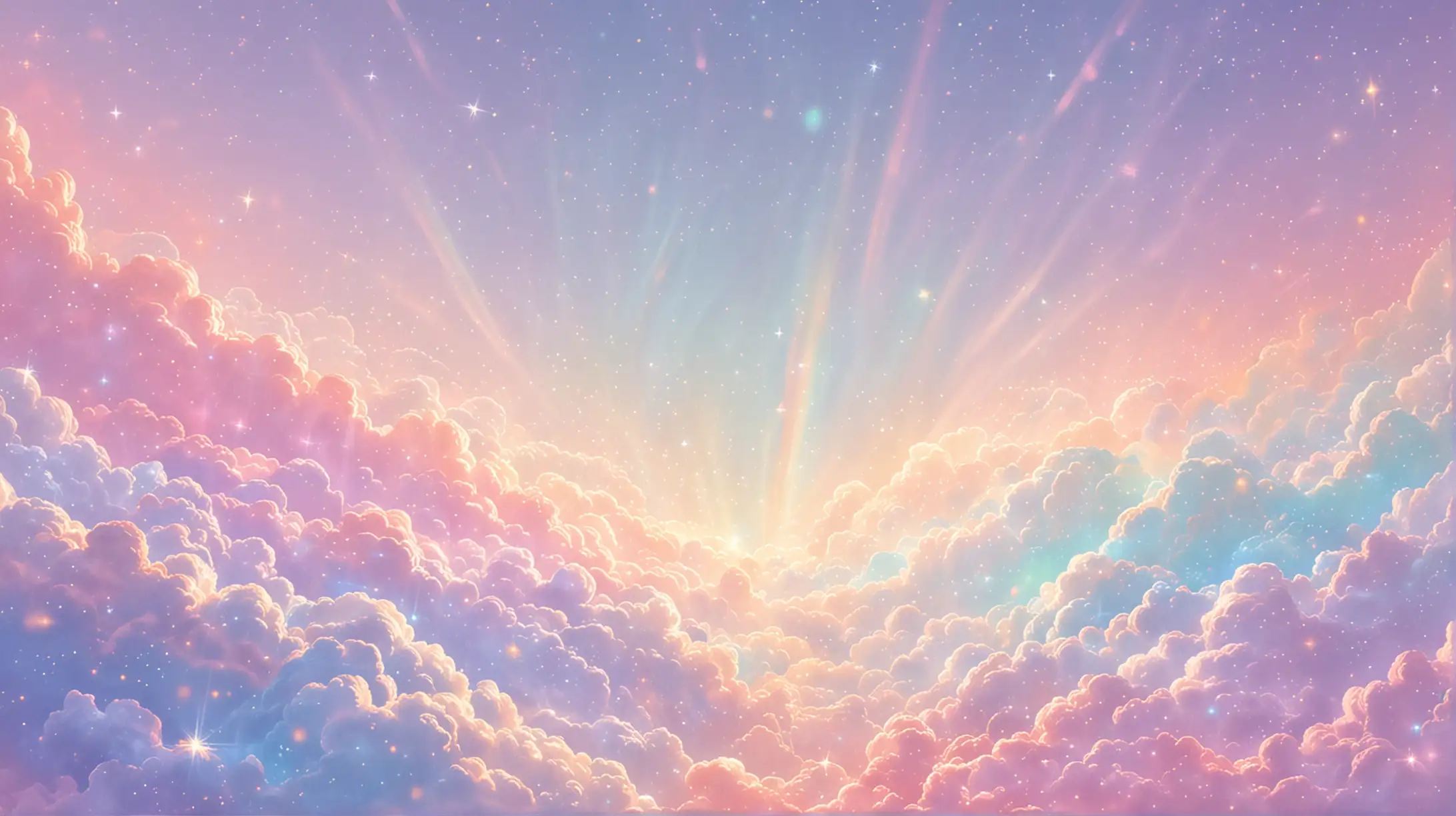 please make an opalescent pastel rainbow sparkly divine celestial harmonious beautiful magical background
