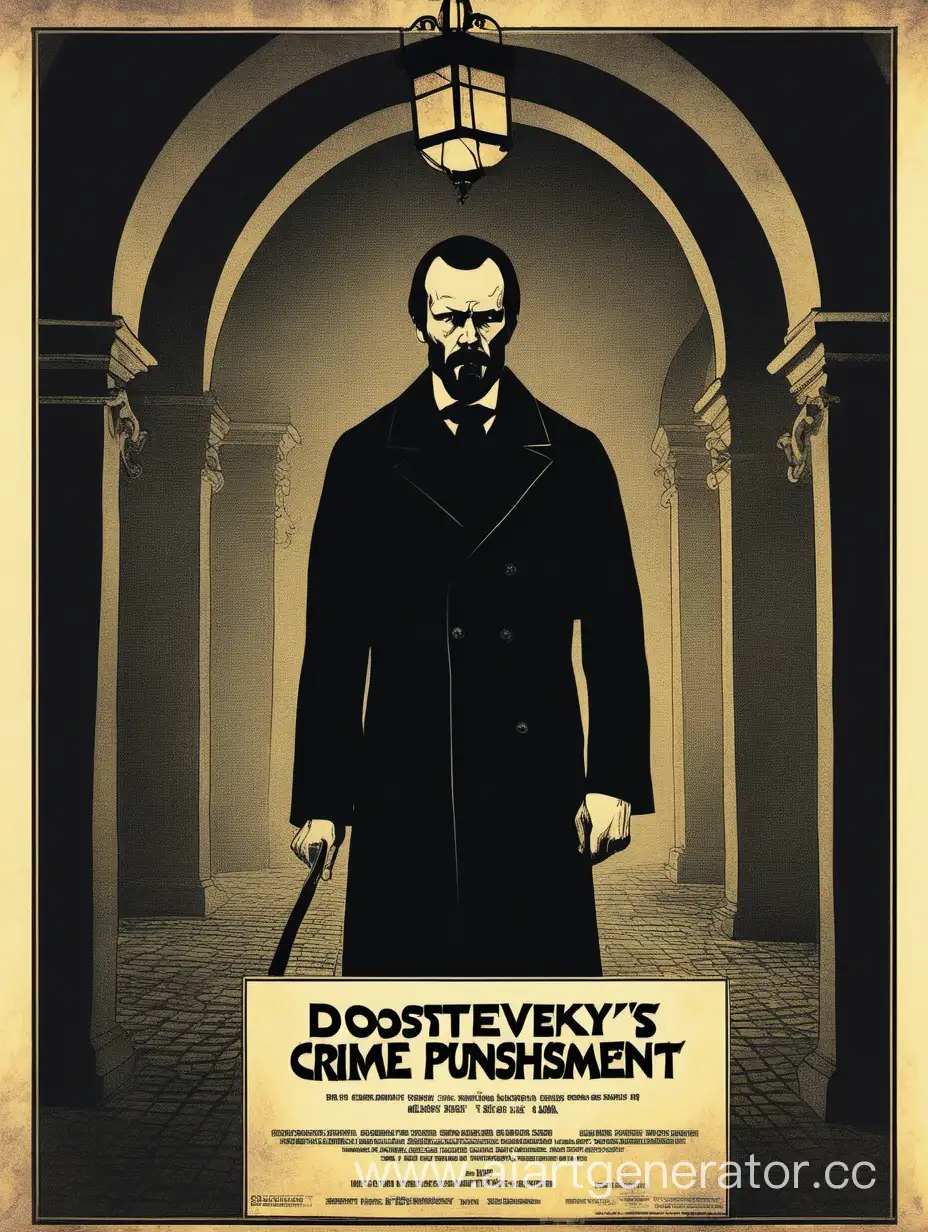 Афиша фильма по произведению Достоевского "Преступление и наказание", в стиле рисунка