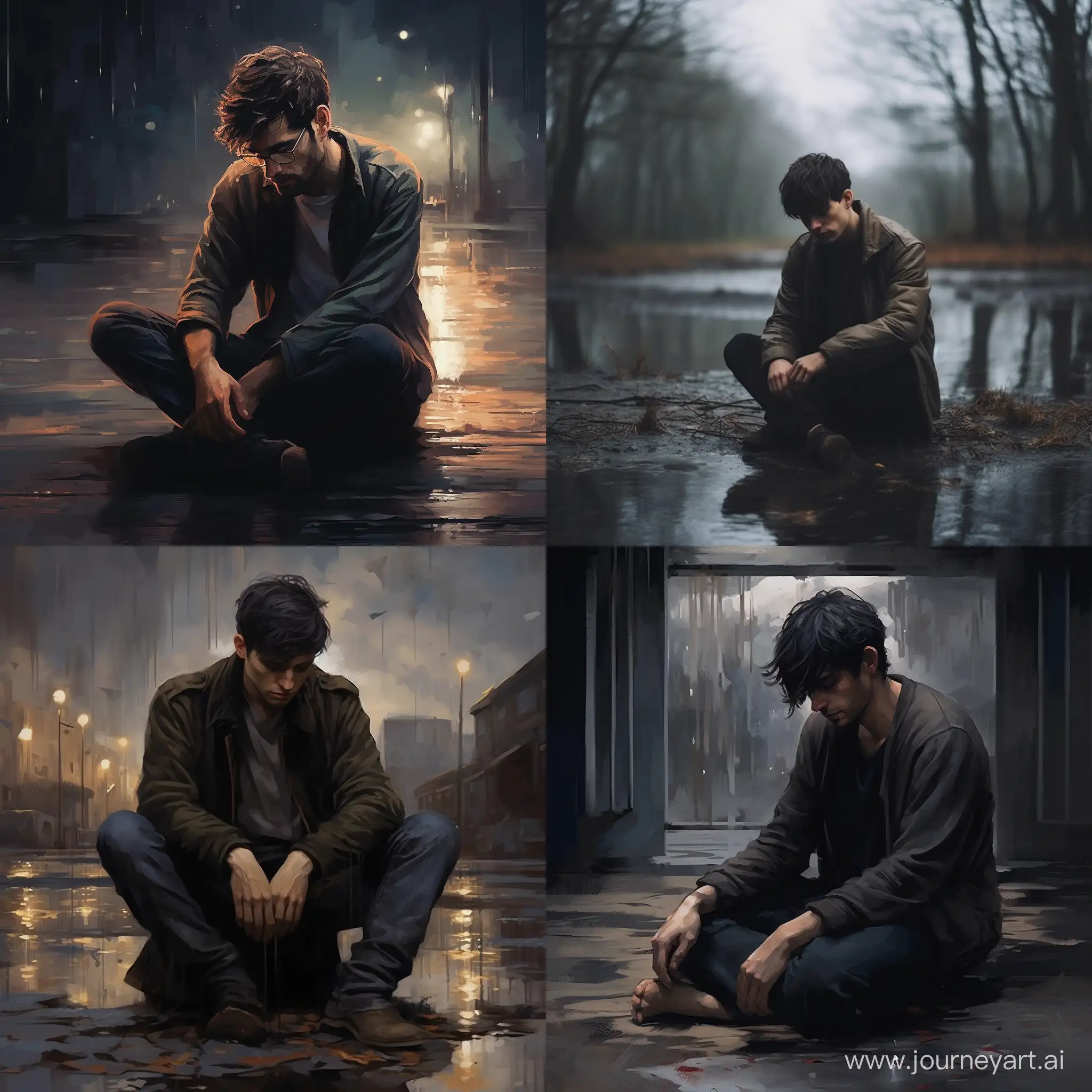 A guy who is sad disheartened  and feels utterly alone and without hope