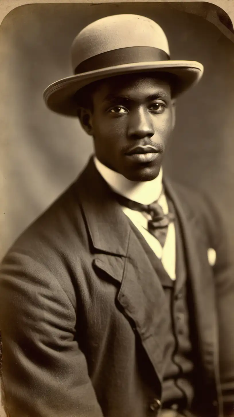 Vintage Portrait of a Stylish Black Man with a Hat