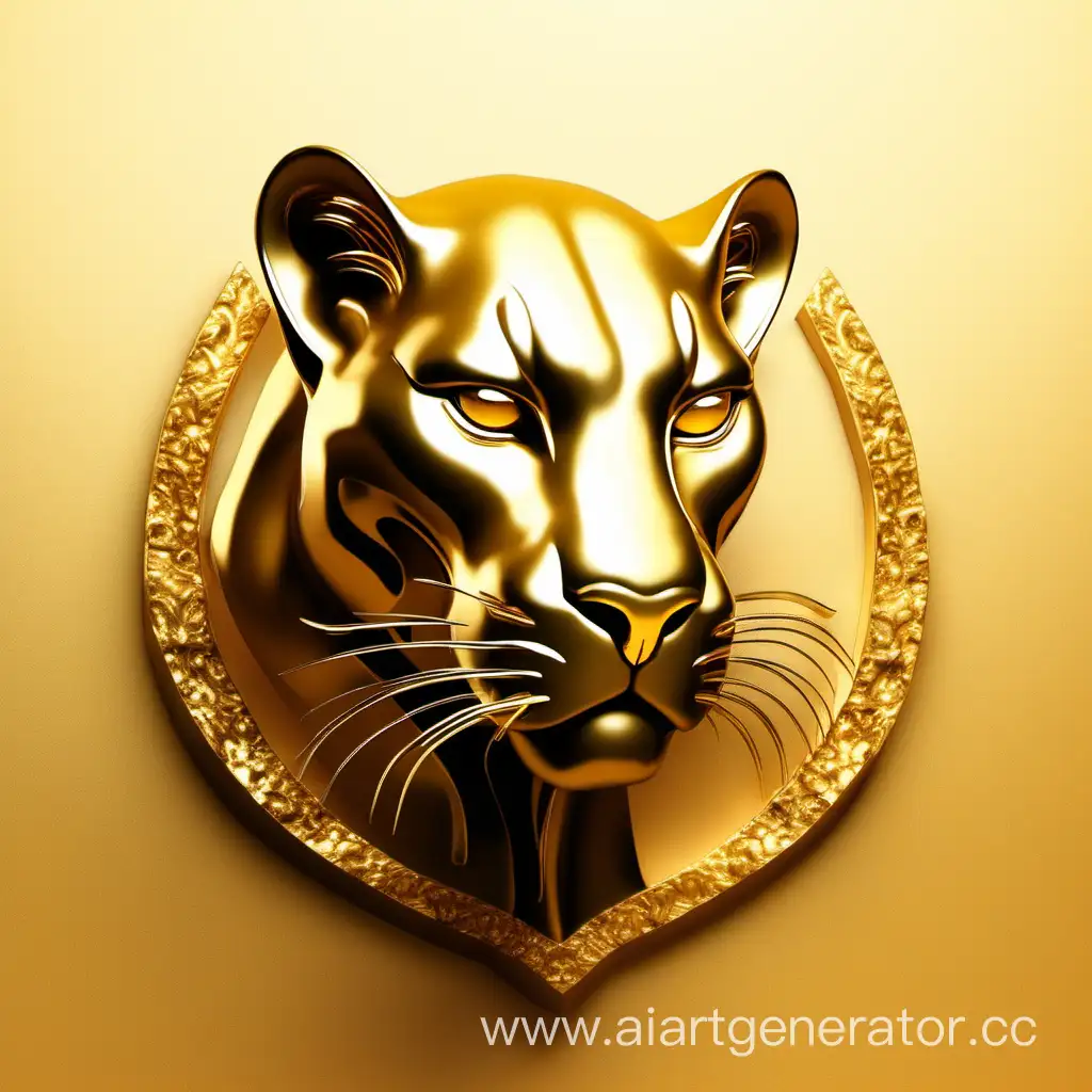 Golden-Panther-Sculpture-on-Luxurious-Gold-Background