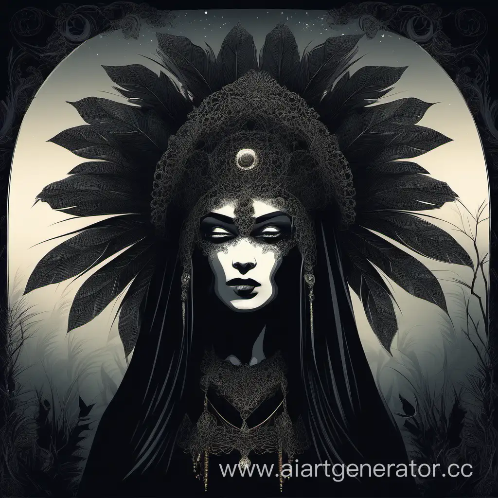 Enigmatic-Woman-with-Unique-Headdress-in-Dark-Attire-Artistic-Portrait