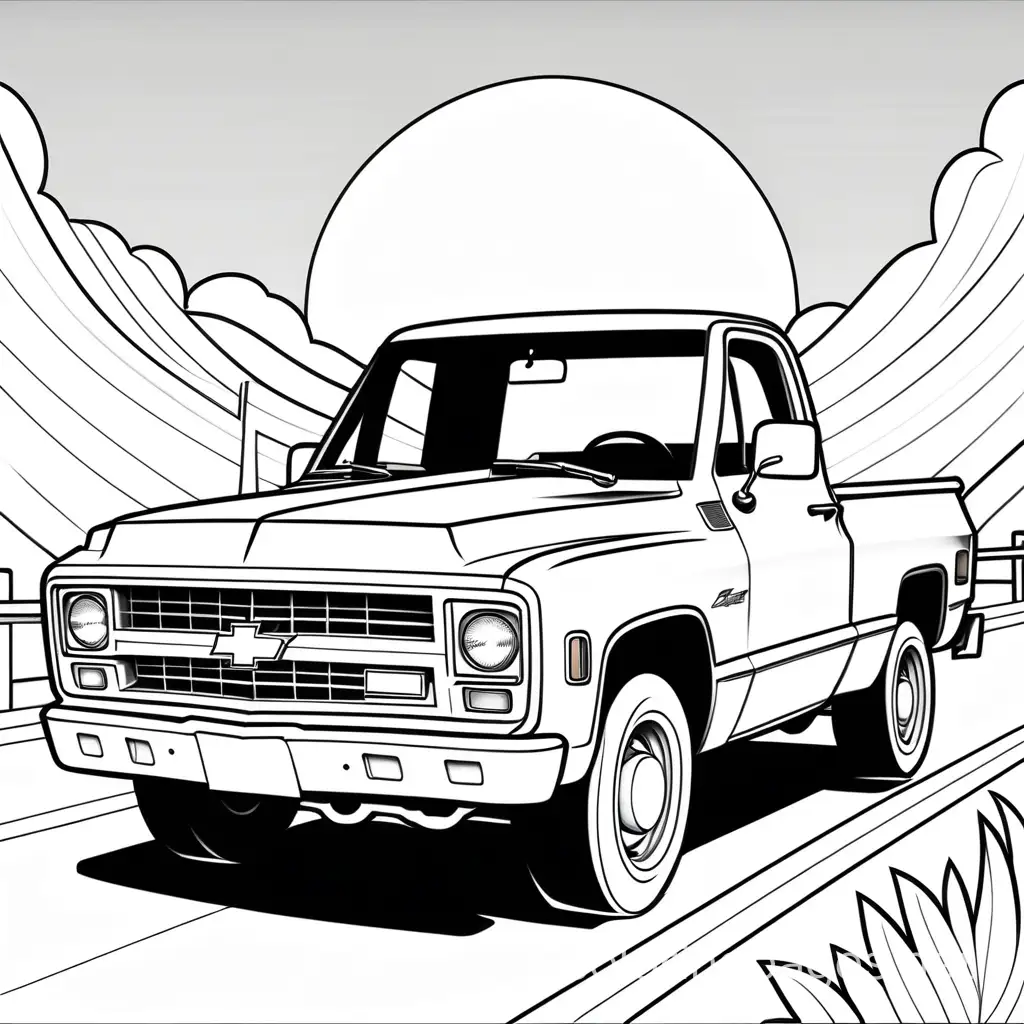 Happy-Couple-Cruising-in-1972-Chevy-Shortbed-Truck-Coloring-Page