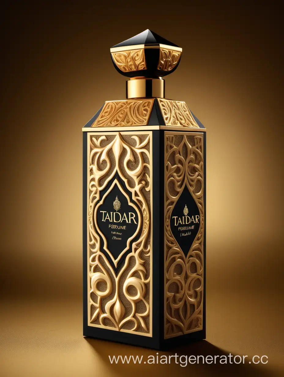 Luxurious-TAJDAR-Perfume-Box-Design-in-Gold-and-Royal-Black