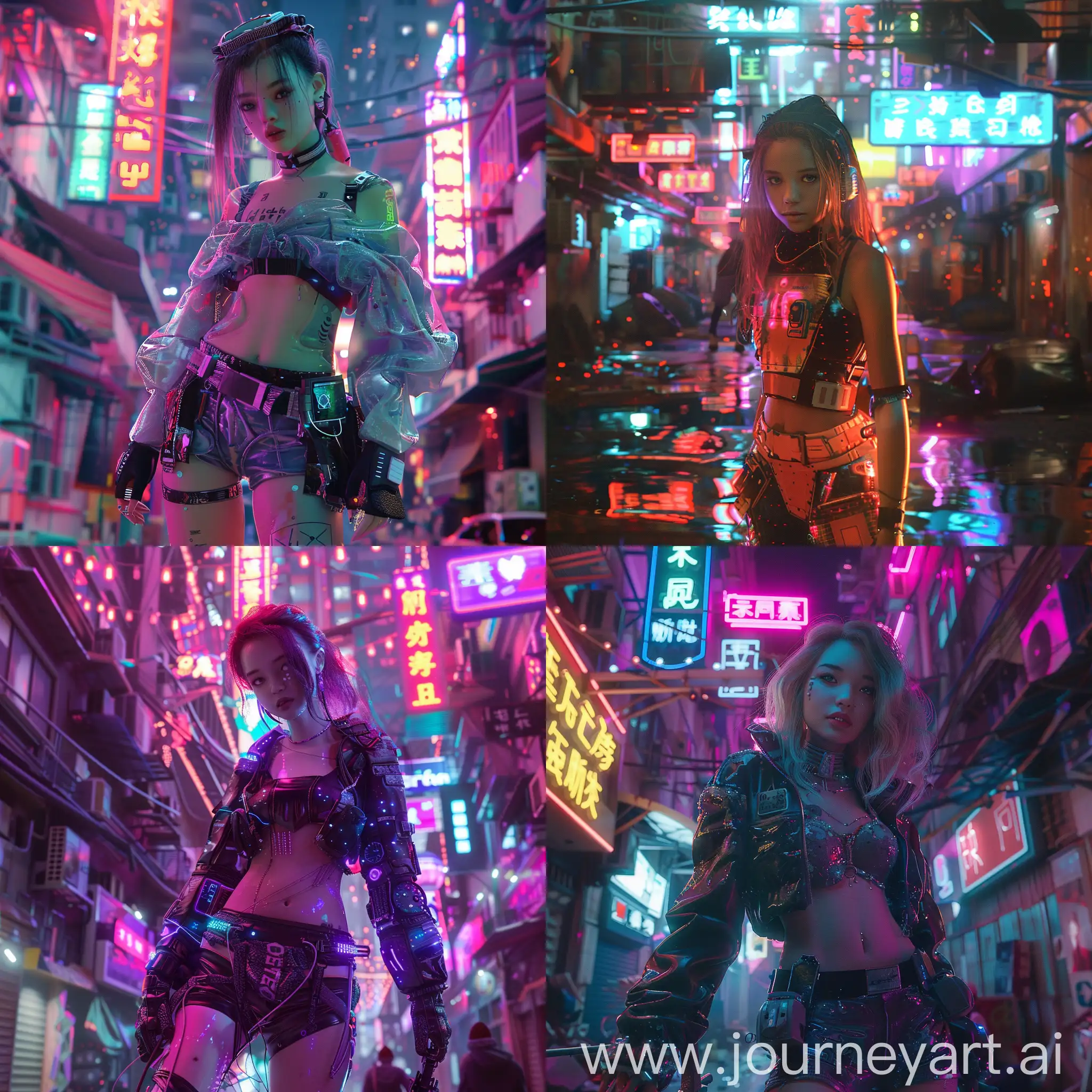 Futuristic-Cyberpunk-Girl-Amid-Neon-Cityscape