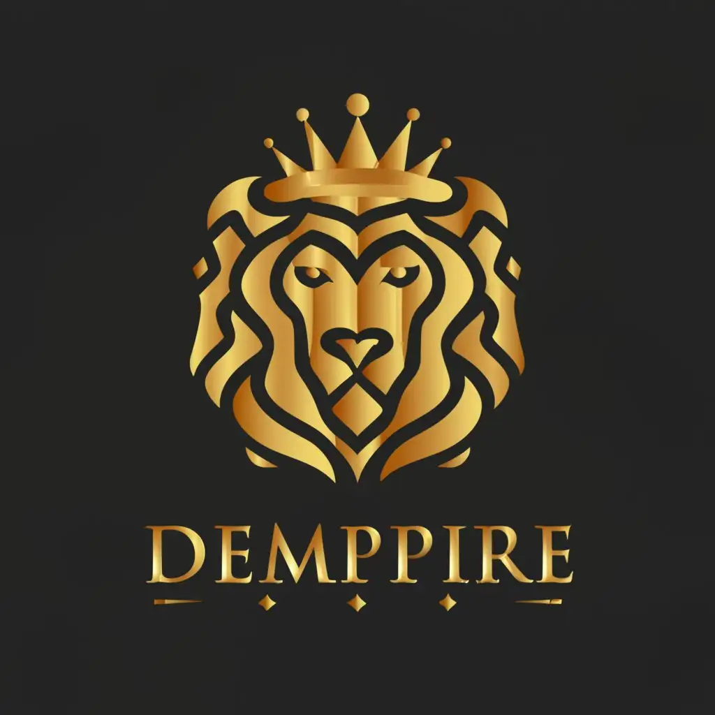 a logo design,with the text "DEmpire", main symbol:Crown lephord panthor lion,Moderate,clear background