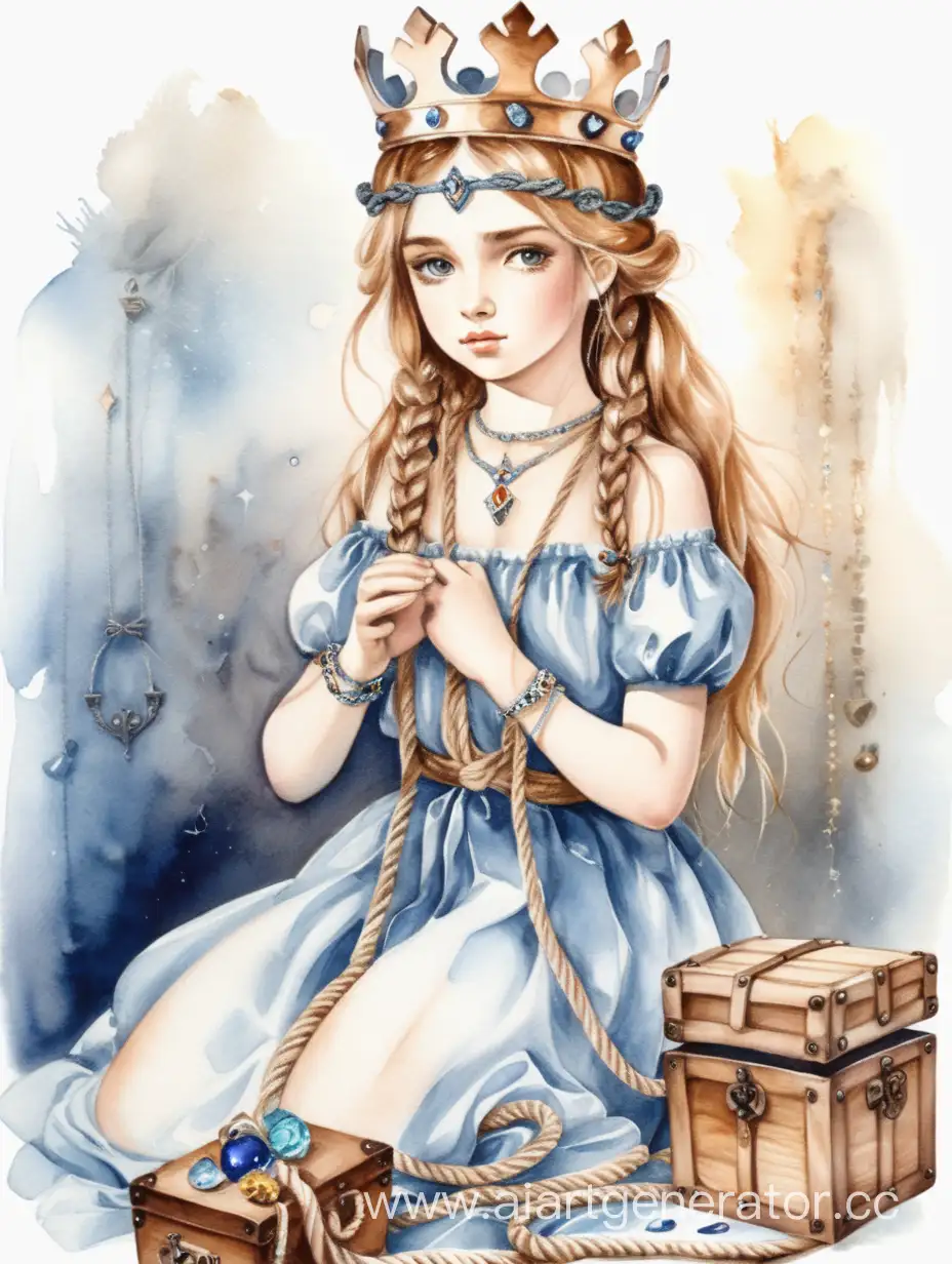 Captivating-Watercolor-Portrait-of-a-Royally-Bound-Girl-with-Treasures