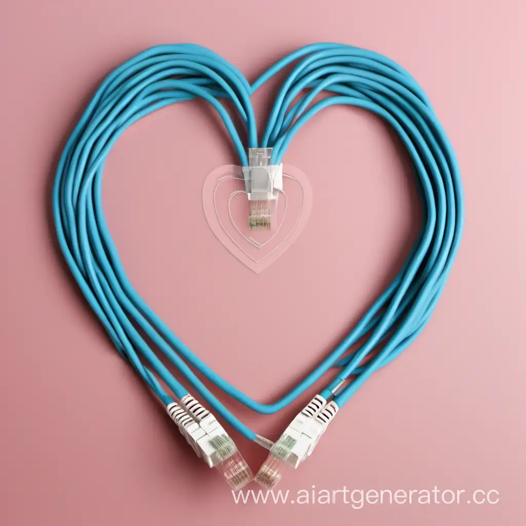 Patch cord RG45 rolled into a heart shape