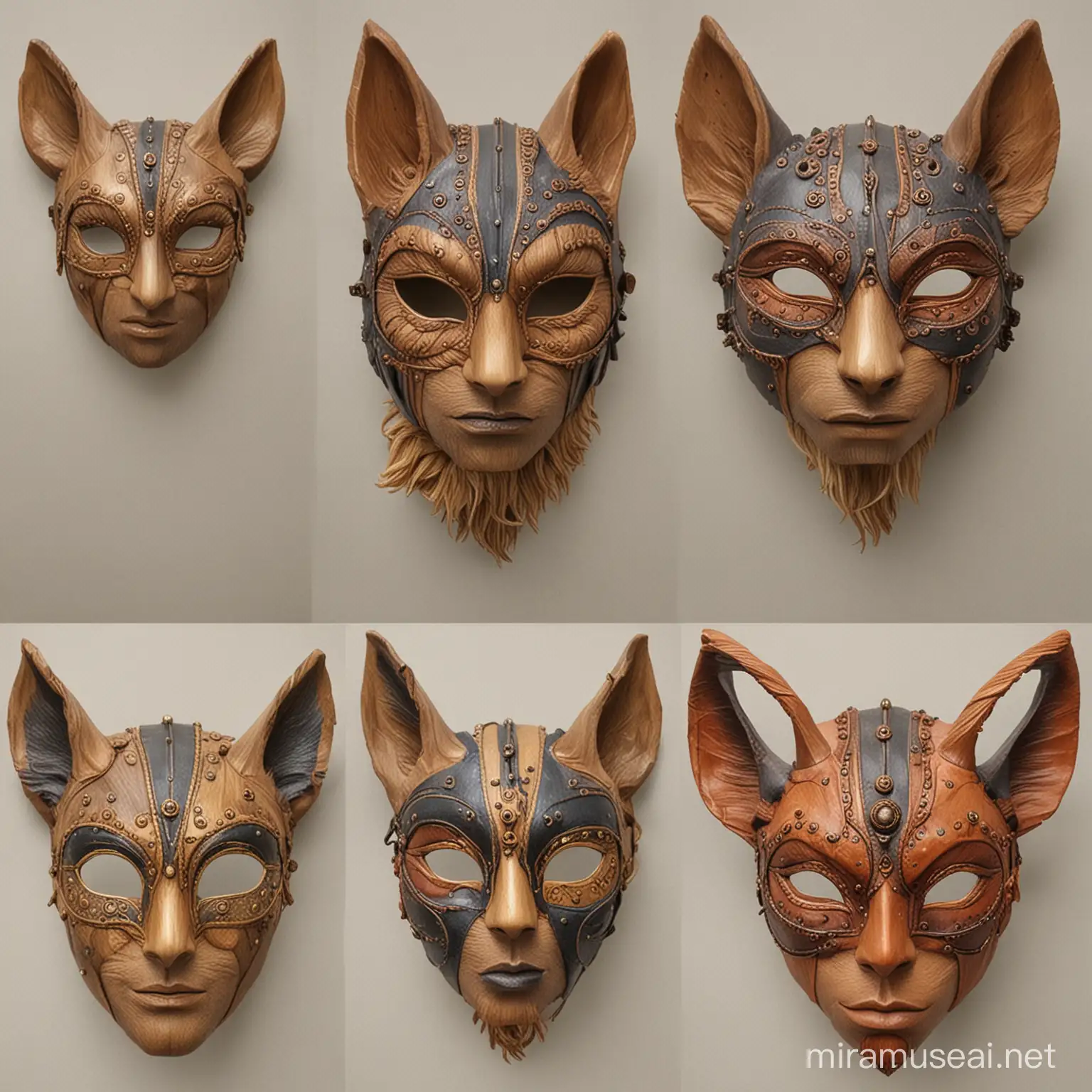 Certainly! Here are the steps to create a multi-material animal mask using wood, metal, and resin:

1. **Planning and Design:** Start by sketching out a plan for the mask, including choosing the animal you want to represent and selecting the materials and techniques you'll use.

2. **Material Selection:** Look for different types of wood, metal, and resin that you want to use. You can use wood for the basic shape of the mask, metal for adding three-dimensional details like the nose, eyes, and ears, and resin for filling in gaps and adding special effects like vibrant colors or air bubbles.

3. **Modeling:** Model the mask template using wood, and use the metal to add three-dimensional details like the nose, eyes, and ears.

4. **Shaping:** Use the resin to fill in the gaps in the design and add desired effects such as vibrant colors or air bubbles.

5. **Finishing:** Once the resin is dry, finish the mask by sanding and polishing to remove any imperfections and make the surface smooth and shiny.

6. **Adding Final Details:** Add any final details or touches you desire, such as attaching leather straps for securing the mask to the face or adding metal rivets for added effect.

Enjoy the creative process and experimentation while creating the mask, and remember that updates and modifications are a natural part of the creative process.