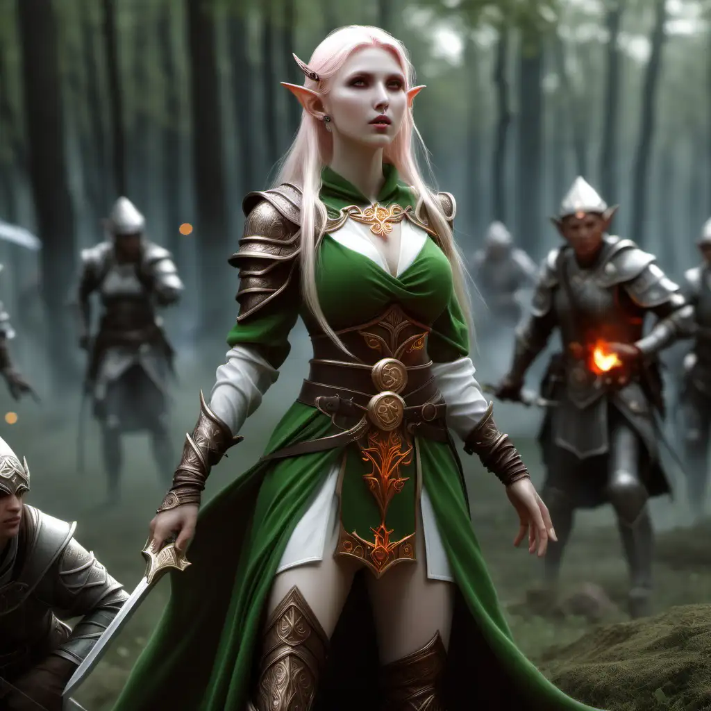 elf healer in a battlefield scenario



