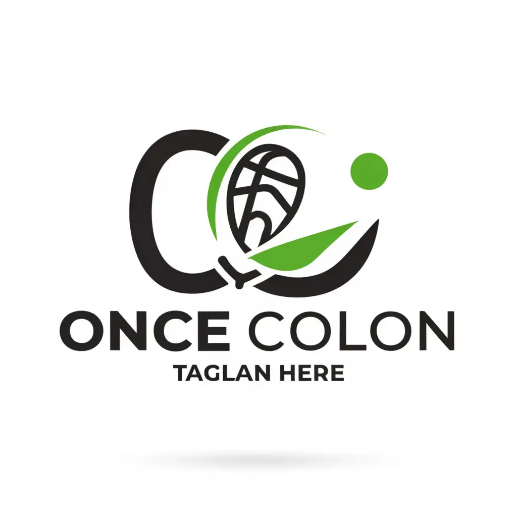 a logo design,with the text "Once Colon", main symbol:a O letter combine with a badminton ball,Moderate,be used in Sports Fitness industry,clear background