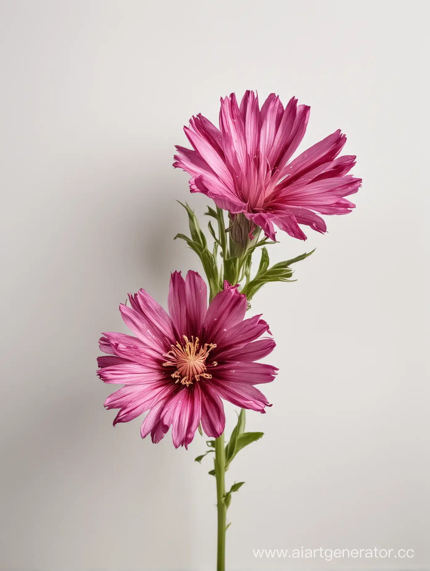 Vibrant-Red-Chicory-Flower-Blooming-Against-Clean-White-Background