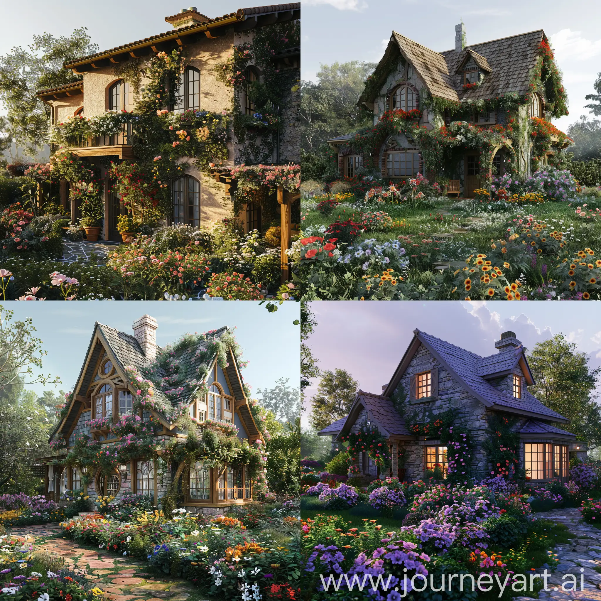 Idyllic-Country-House-Surrounded-by-Vibrant-Flowers