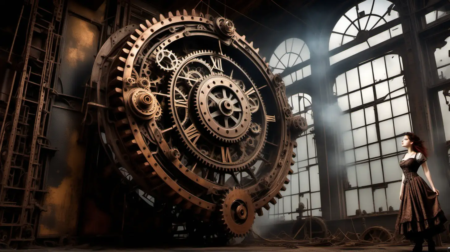 Steampunk Marvel in Weathered House Victorian Elegance Amidst Mechanical Wonders