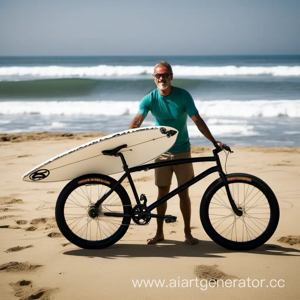 Exciting-Beach-Adventure-Riding-Waves-on-Bicycle-Surfboard