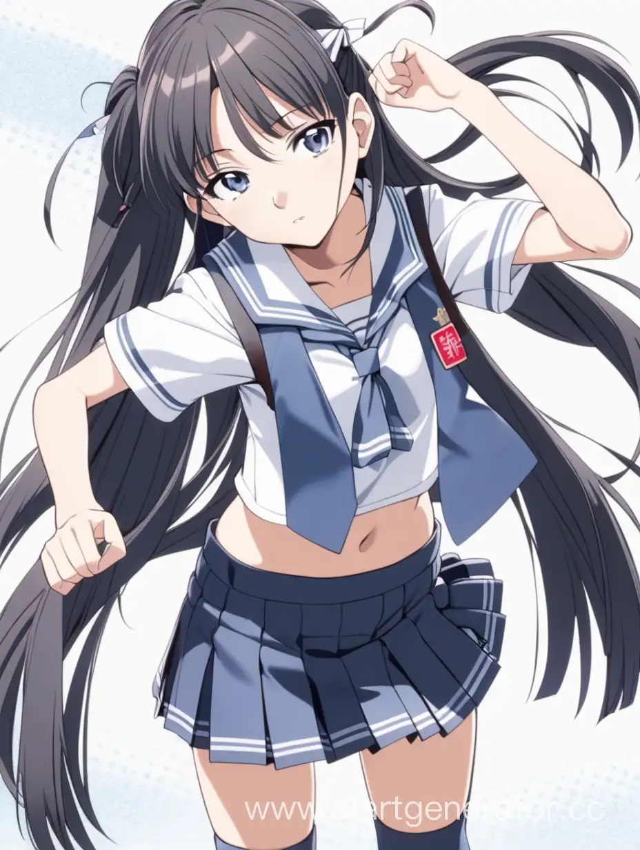 Adorable-Japanese-Anime-Girl-in-Stylish-MidriffBaring-School-Uniform
