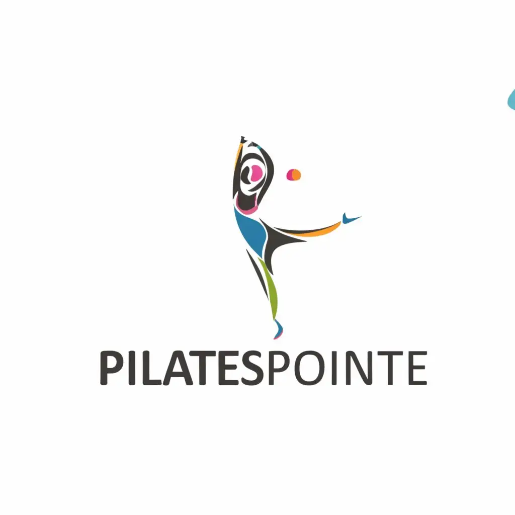 a logo design,with the text 'PilatesPointe', main symbol:A women doing pilates,Moderate, be used in Sports Fitness industry, clear background colourful