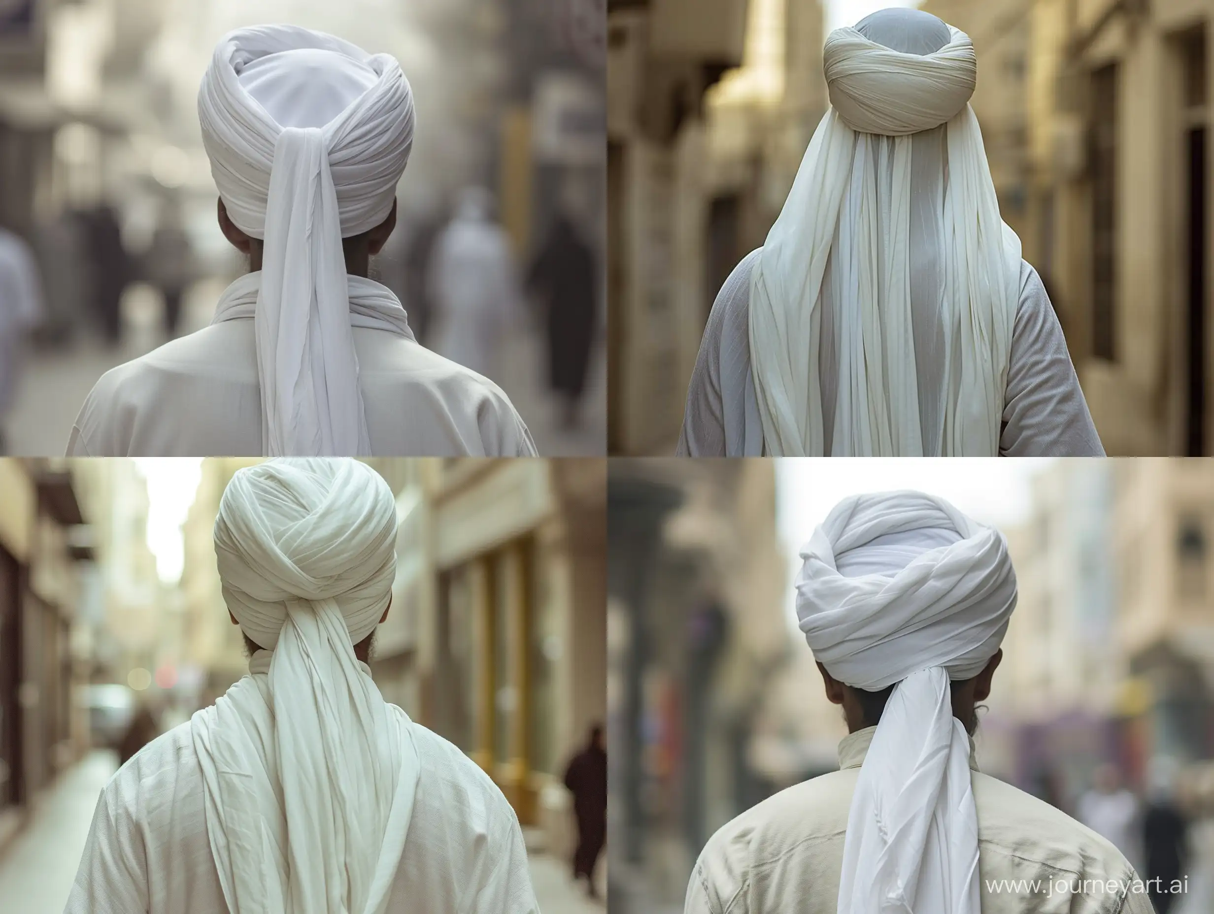 Urban-Stroll-Lone-Muslim-Man-in-Elegant-White-Turban