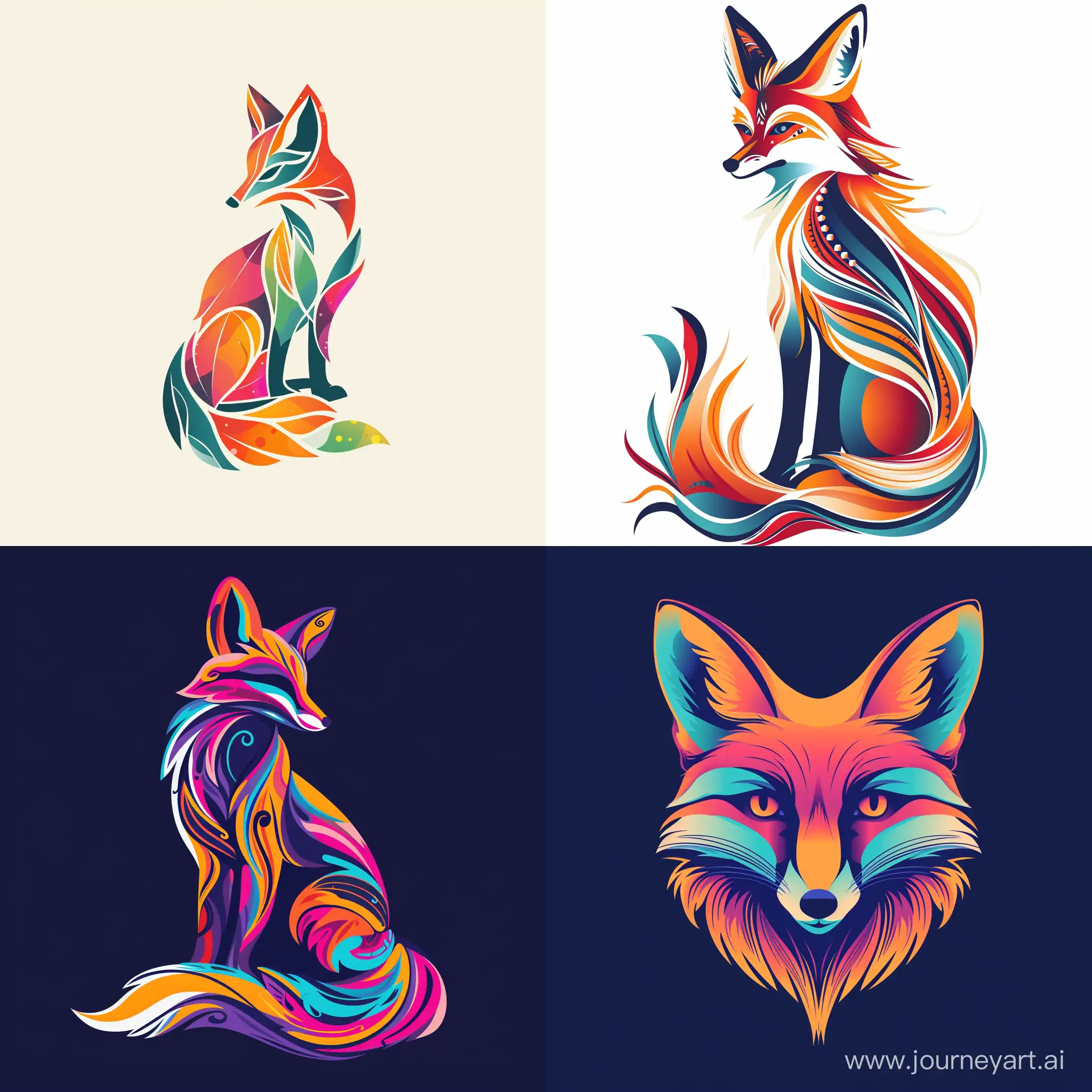 artistic logo of a boho fox, colorful