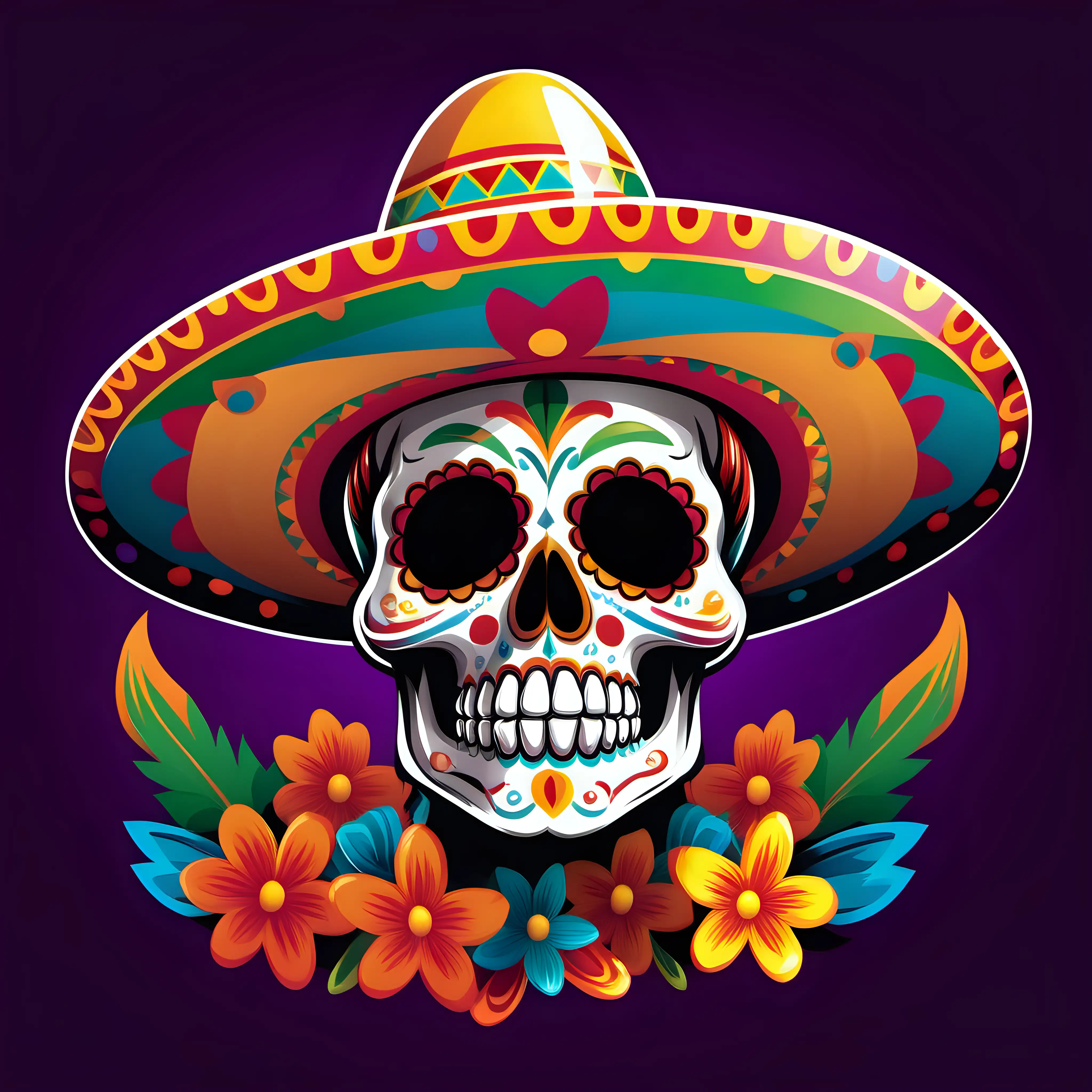 Image of a cinco de Mayo style skull, colorful, no text