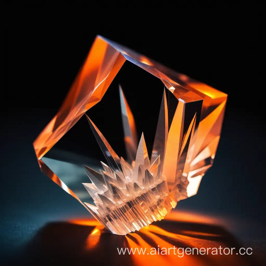 кристалл прозрачный с оранжевым светом позади