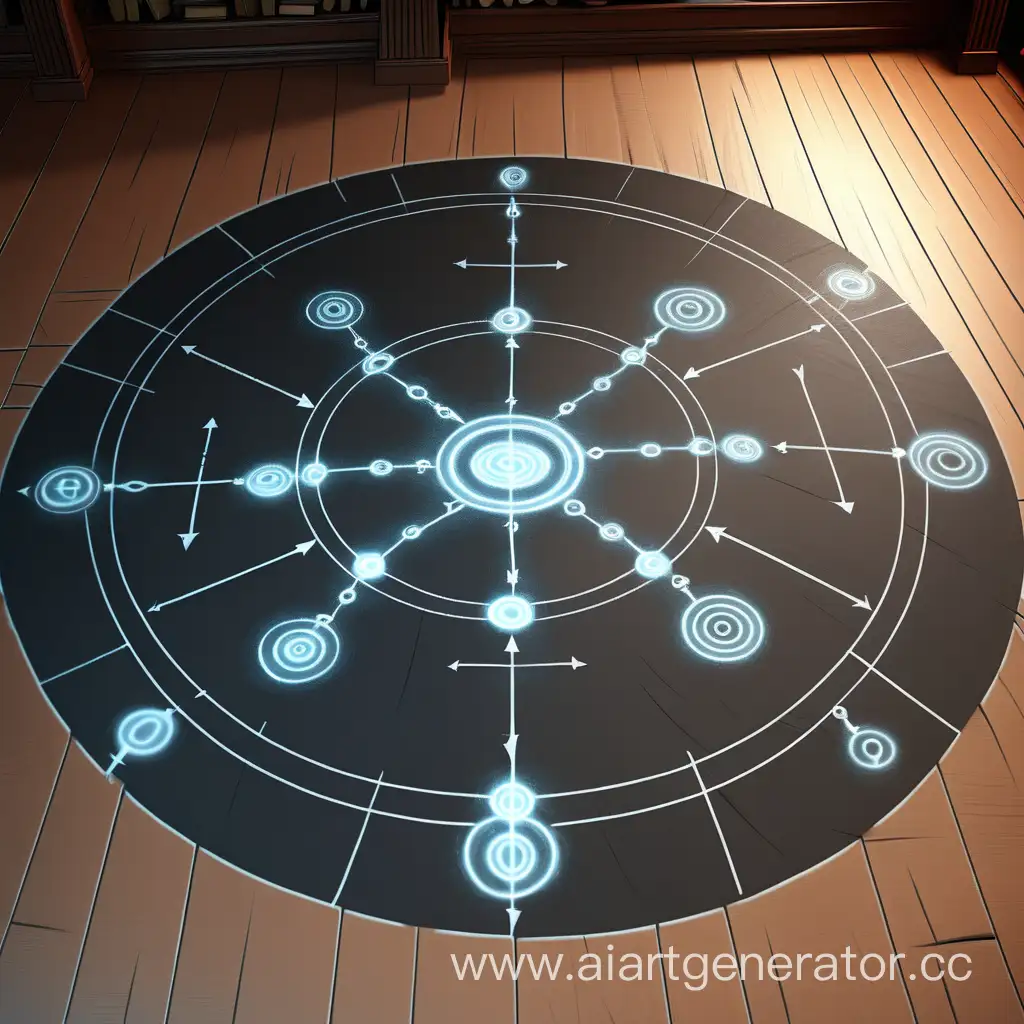Алхемический круг телепортации нарисованый на полу
