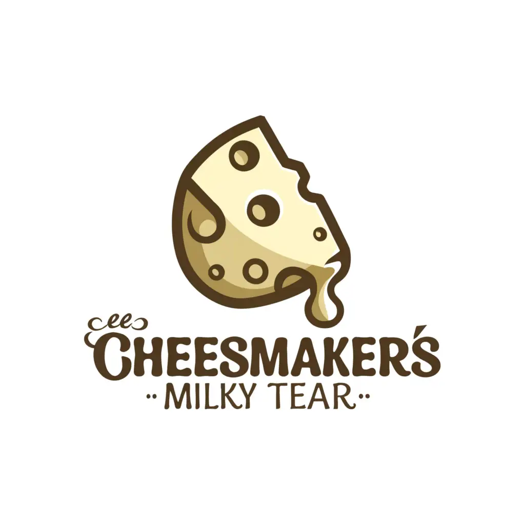 a logo design,with the text "Cheesemaker's Milky Tear", main symbol:cheese, cheese head, cheese with holes, a drop of milk oozes from the cheese, cheese factory, old cheese factory,Moderate,be used in Restaurant industry,clear background