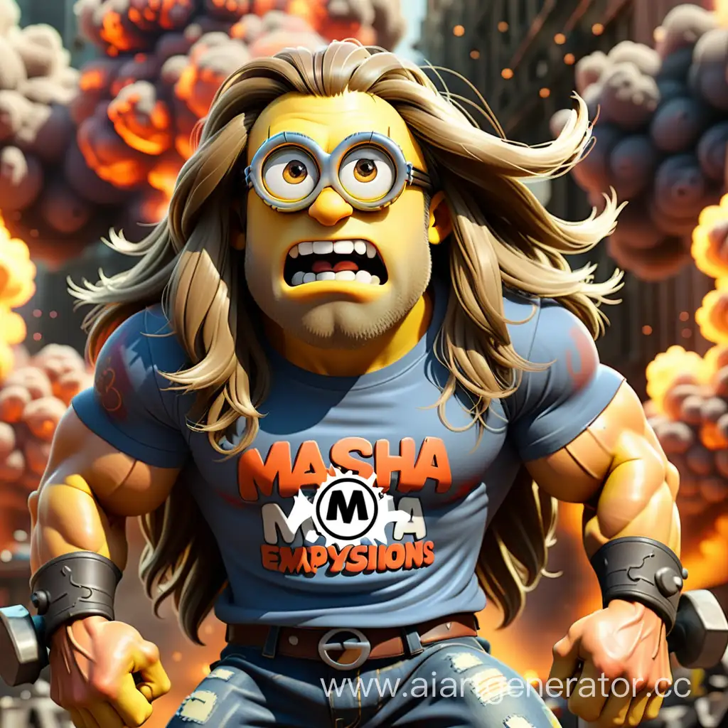 Powerful-Minion-Amid-Explosions-MashaInscribed-Shirt