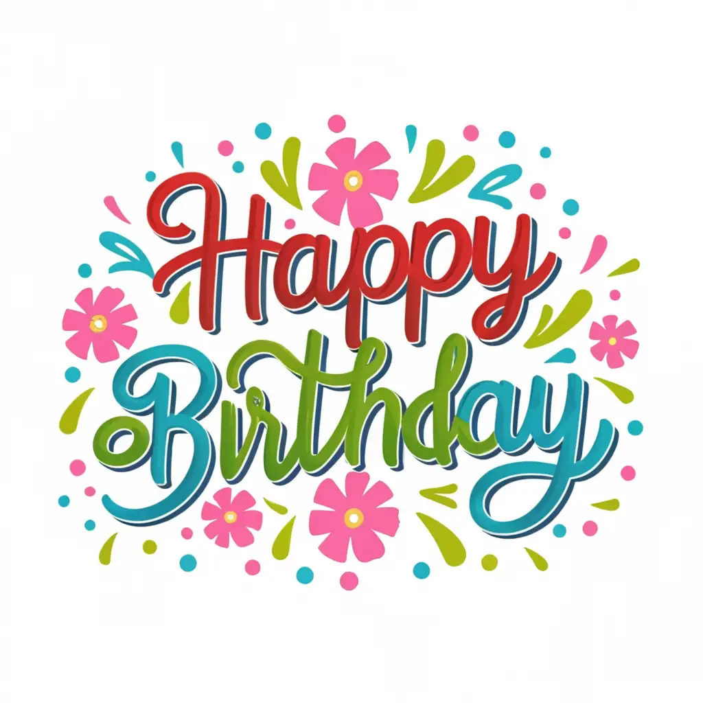 a logo design,with the text "HAPPY BIRTHDAY", main symbol:floral lettering style with bright colors,Moderate,clear background