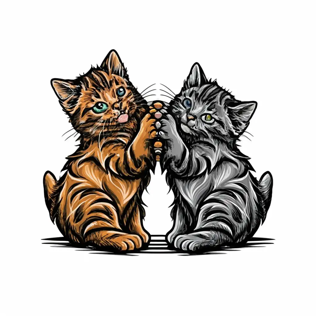 logo, kittens playing ,Contour, Vector, , no words, ultra  Detailed, bright colors ,ultra sharp narrow outlined image, no jagged edges,  vibrant colors, ,Contour, Vector, White Background, NO WORDS, hyperdetailed , sharp outlined image, no jagged edges, vibrant colors, , with the text ".", typography