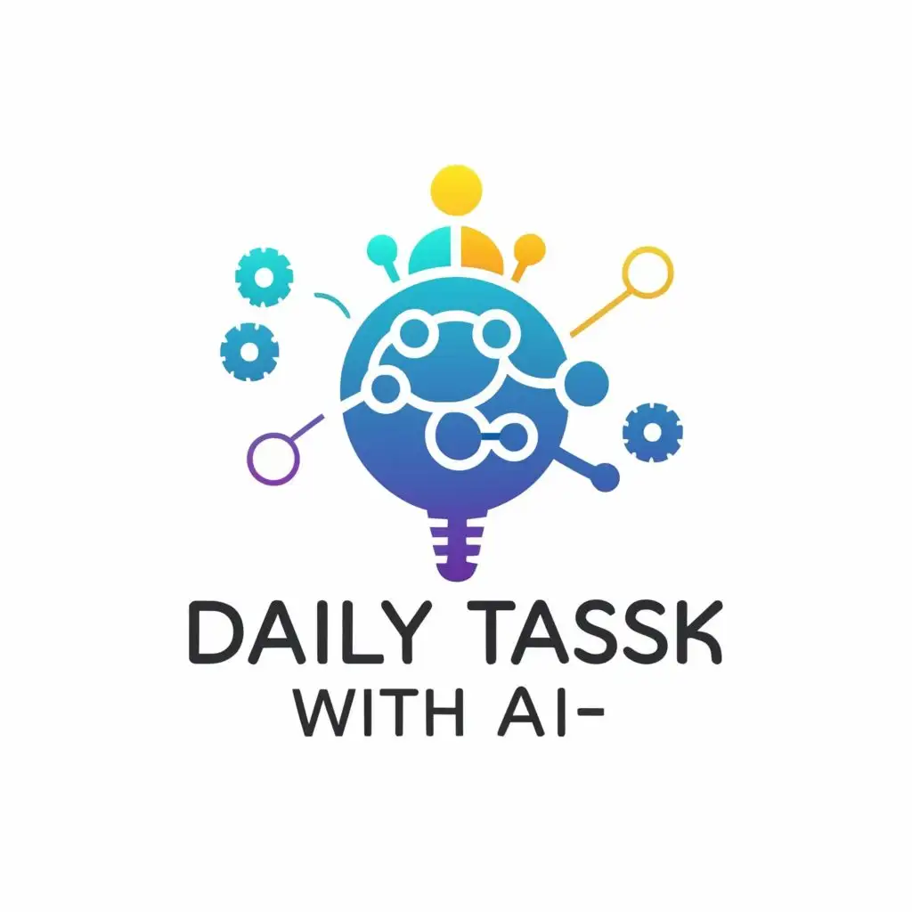 logo, Ai neuron on home, with the text "daily task with ai", typography, be used in Technology industry
