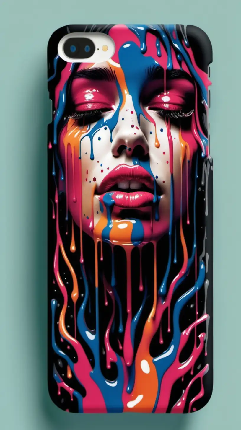 dripping paint  in the shape of a woman design for a cell phone cover
