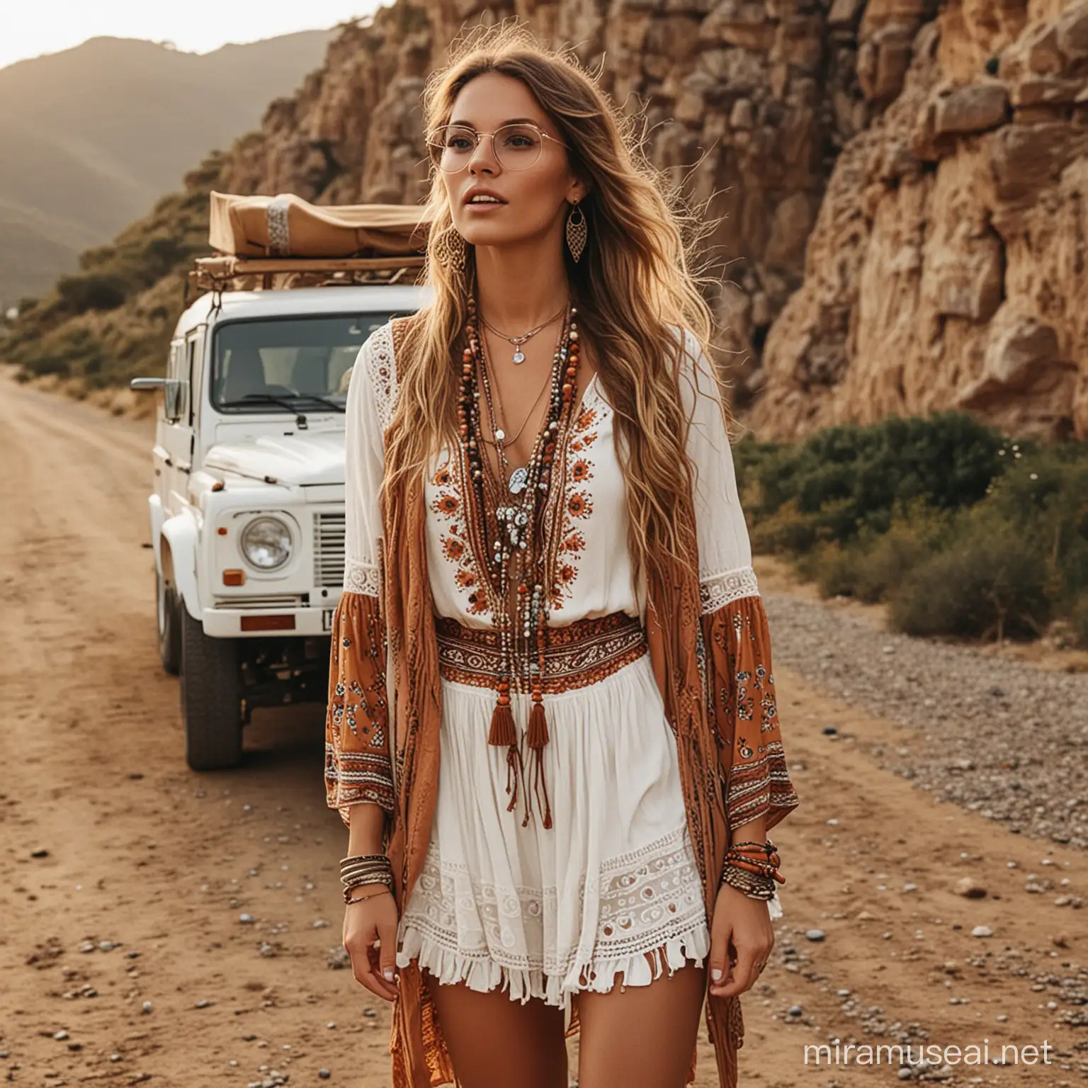 Fashionable Bohemian Woman Embracing Hippie Style Trends