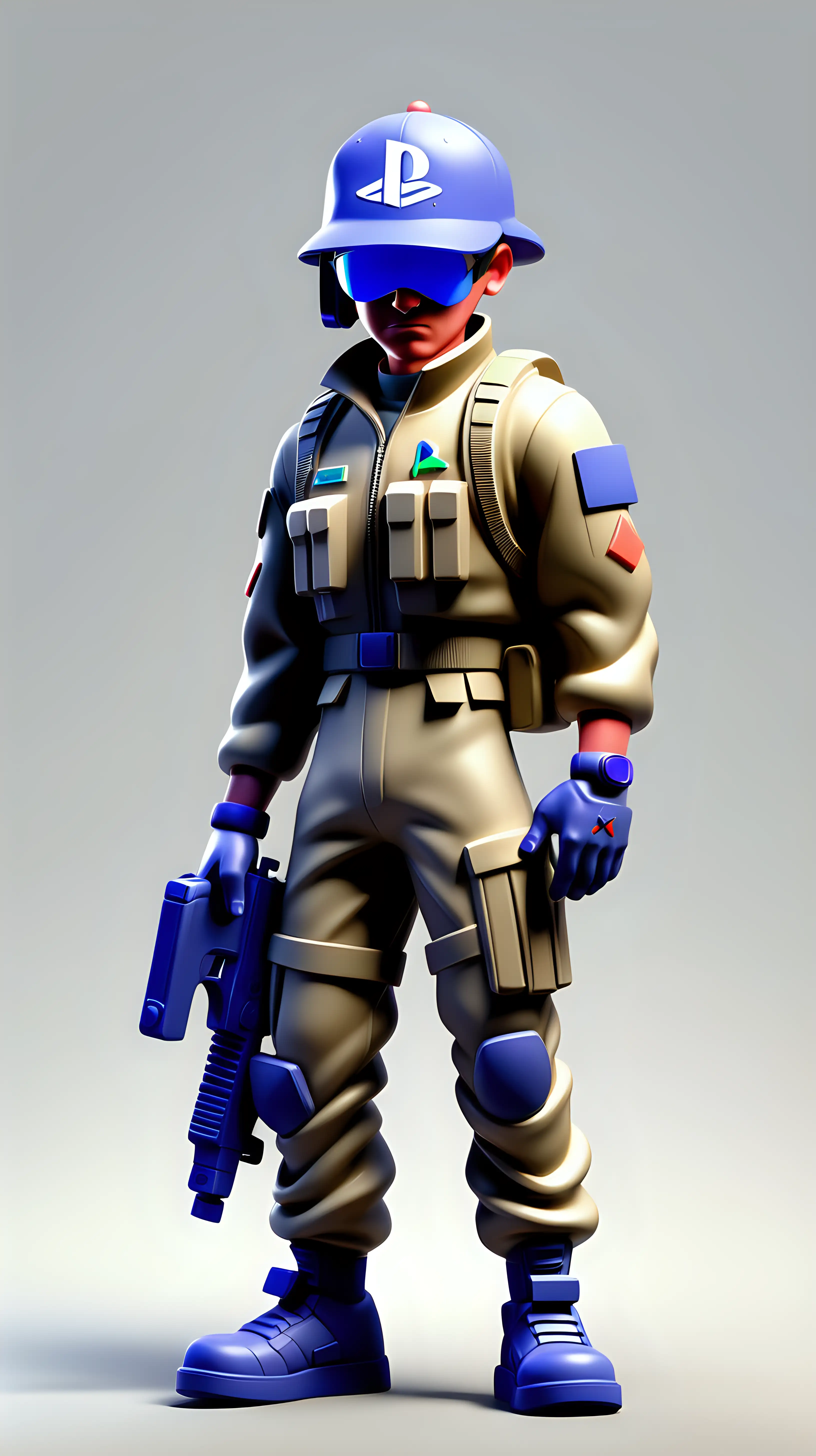 3D PlayStation Logo Soldier Render on Clear Background