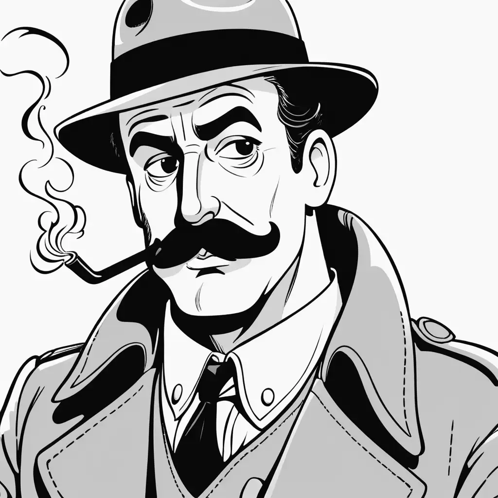 Mysterious Detective with Smoking Brain Pipe in Comix Style