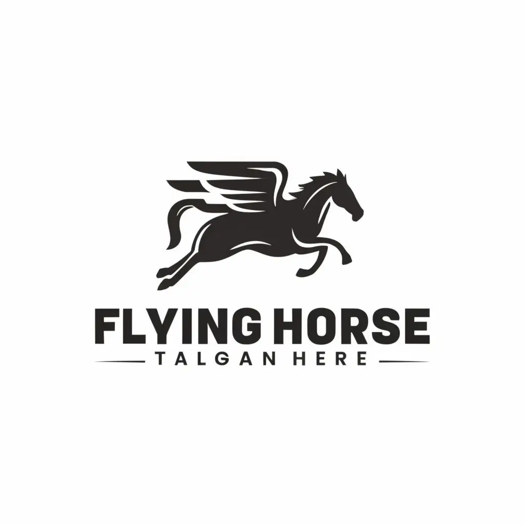 logo, HORSE, with the text "FLYING HORSE", typography, be used in Finance industry