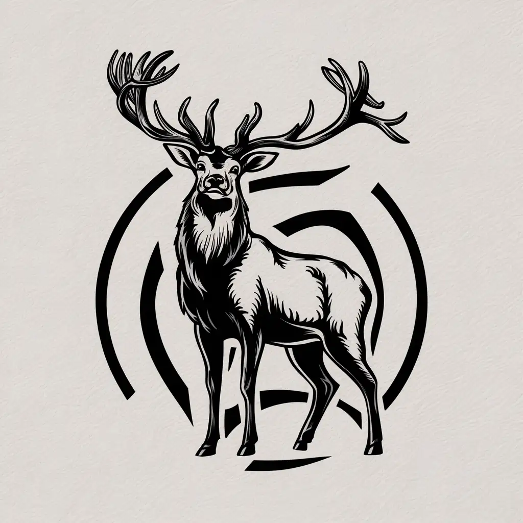 Monochrome-Vector-Illustration-of-a-Graceful-Deer