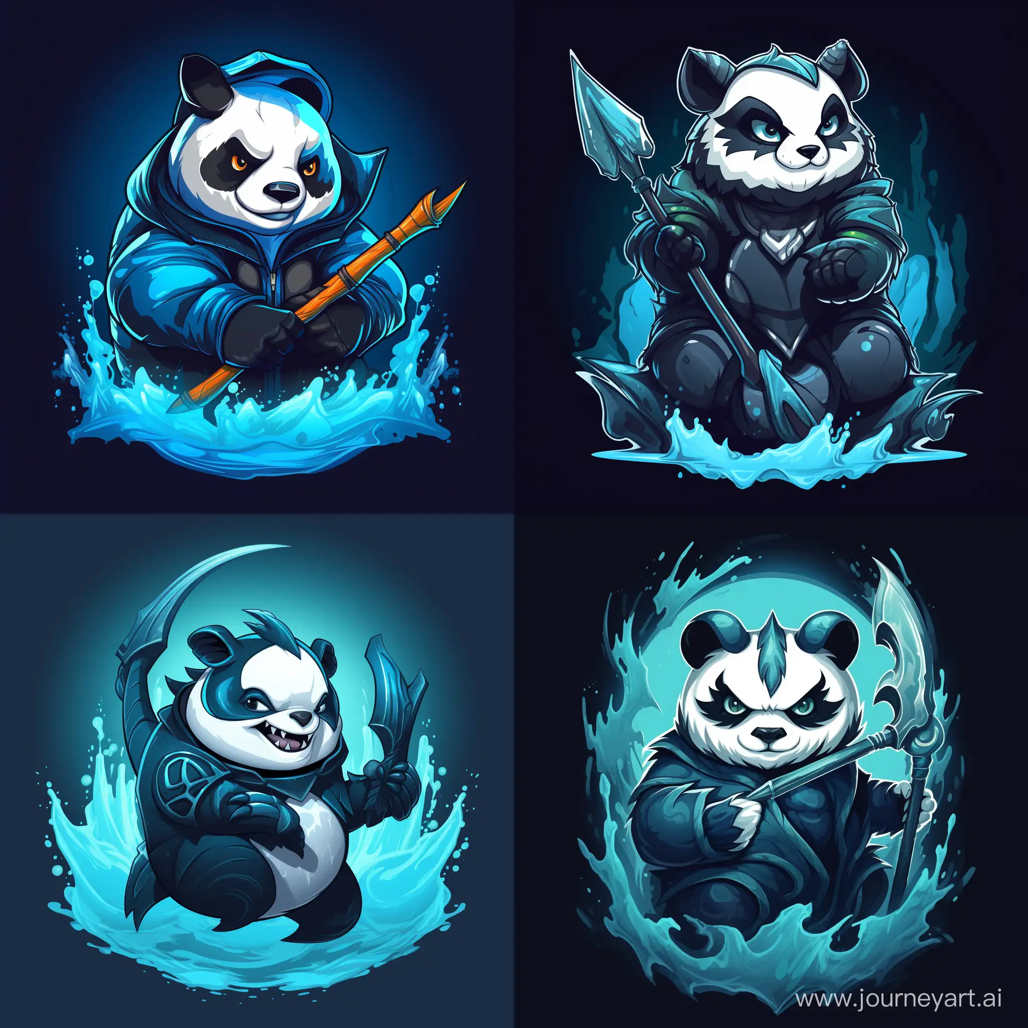 Mystical-Panda-Logo-with-Trident-Unique-and-Captivating-Emblem-for-Versatile-Branding