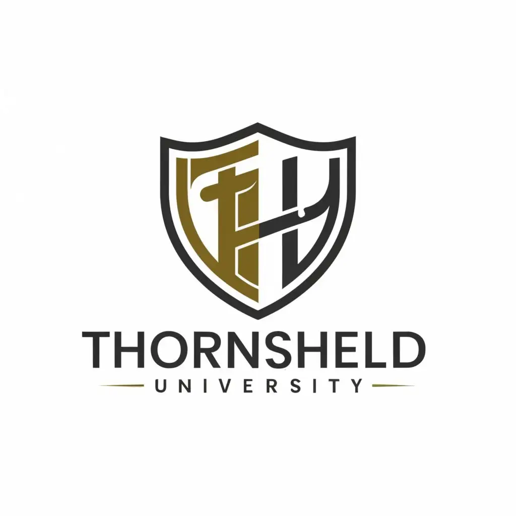 logo, Shield, with the text "Thornshield University", typography, be used in Education industry