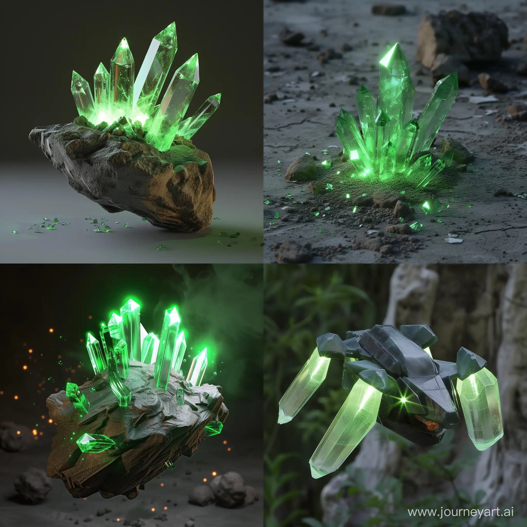 глиняное жуткое летающее, источающее зеленое кристальное свечение
